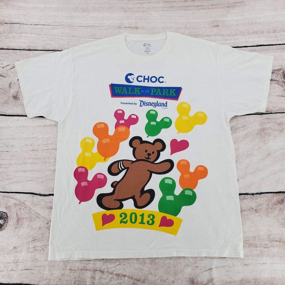 Disneyland Resort CHOC Walk In The Park 2013 XL Shirt White Mickey Balloons